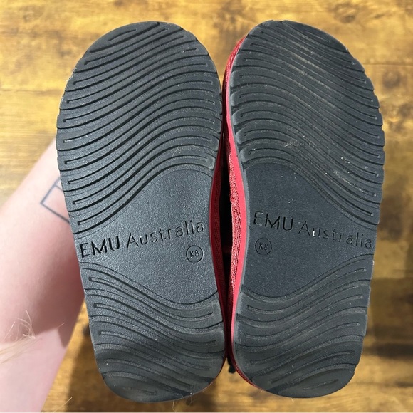 EMU Australia Girls Ladybird Red and Black Suede Merino Wool Boots K8 - Picture 7 of 9